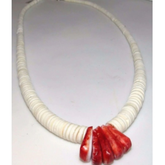 Santo Domingo Lupe Lovato Heishi Necklace White Shell Spiny Oyster Jaclas